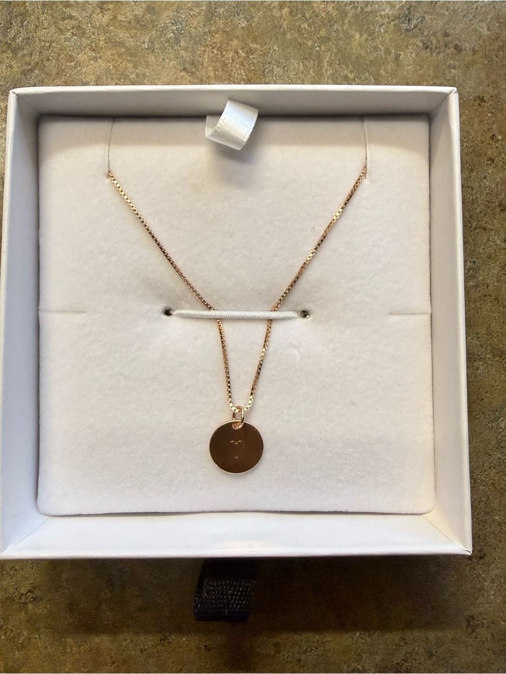 OAK AND LUNA - Minimalist Rose Gold Disc Pendant Necklace with Heart for Women